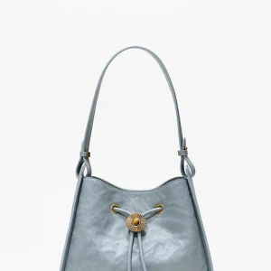Blue Fashion Simple Bucket Bag Women Genuine Leather Tote BagHandbag Real Leather Underarm Shoulder Crossbody Commuter Bag New - AliExpress Women's Handbags