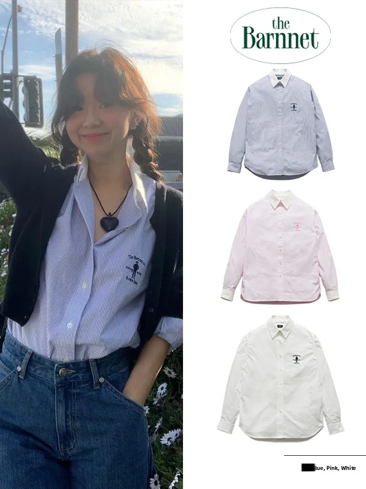 Loose Long Sleeve Women's Shirt Embroidered Stripes Korean Style Spring Summer New Arrival Button up Cotton Pure Comfort - AliExpress Shirts & Blouses