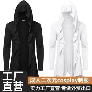Long Hooded Cardigan Ruffle Shawl Collar Open Front Lightweight Drape Cape Overcoat with Pockets - AliExpress Sweaters&Jumpers