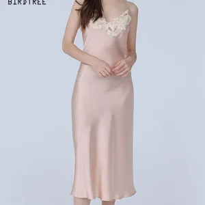 BirdTree, 19MM 100%Real Silk Sexy Nightgown, Women Spaghetti Strap Solid, Elegant Lace Hot Pajama Dress, 2026 Summer  P45068QC - AliExpress Women's Sleep & Lounge