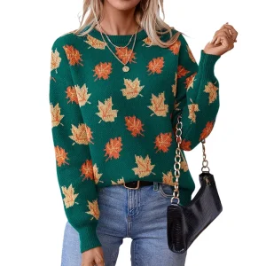 2024 autumn and winter European and American jacquard casual pullover cross-border knitted sweater women's clothing - AliExpress Sweaters&Jumpers
