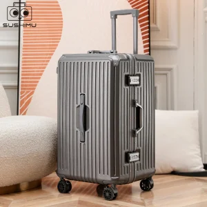 sushimu Suitcase Wide Handle Travel Suitcase Men 20 24 26 Carry-On Luggage Women PC Aluminum Frame Trolley Case - AliExpress Luggage
