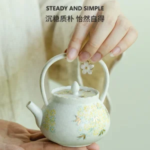 Little Teapot Rock Mine White Drawing Pure Hand Painted Loop-Handled Women's Home Ceramic Single Pot Tea Making Device - AliExpress Kitchen,Dining & Bar