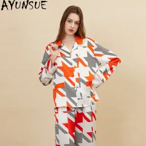 AYUNSUE 100% Genuine Silk Pajamas for Women 19MM Silk Printed Pyjamas 2026 Spring and Summer Newarrive Sleepwear Пижама Женская - AliExpress Women's Sleep & Lounge