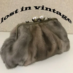 LOST IN VINTAGE Mink Soft Soild Bag Swamp Fur Bag Pearl Balls Bronze Kiss-lock Large Purse Clutch Metal Frame Borsa 37x25x10cm - AliExpress Women's Handbags
