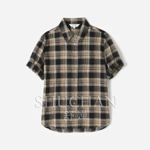 SHUCHAN Classic Vintage Commuter Plaid Lapel Shoulder Profile Short Sleeve Shirt Women Blouses for Women Fashion - AliExpress Shirts & Blouses