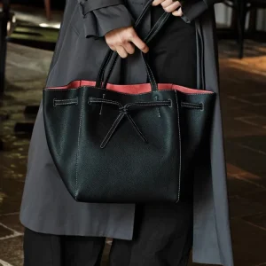 Black Fashion Hit-Colors Genuine Leather Women Tote  Bucket BagHandbag Simple Real Leather Lady Underarm Shoulder Commuter Bag - AliExpress Women's Handbags