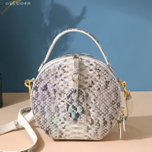 2025 New Designer Python Snake Skin Women Handbag Fashion Genuine Leather Lady Bag Leisure High Grade Small Round Bag 45 - AliExpress Women's Handbags