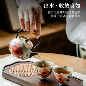 Ceramic One Pot Two Cups with Tea Tray Peach Blossom Kung Fu Set Loop-Handled Teapot Teacup for Women Making - AliExpress Kitchen,Dining & Bar