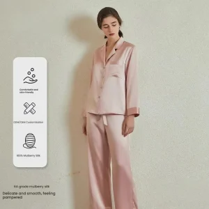 30 Momme Heavy Silk Pajama Set Women  Sleepwear Luxury Autumn Winter Warm Long Sleeve Nightwear Gift Two Piece Suit - AliExpress Women's Sleep & Lounge