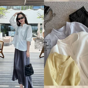 Loose Fit Long Sve Linen irt Women's Casual Sle Spring Faion Ele Stand Collar Silk irt Comfortable irt - AliExpress Shirts & Blouses