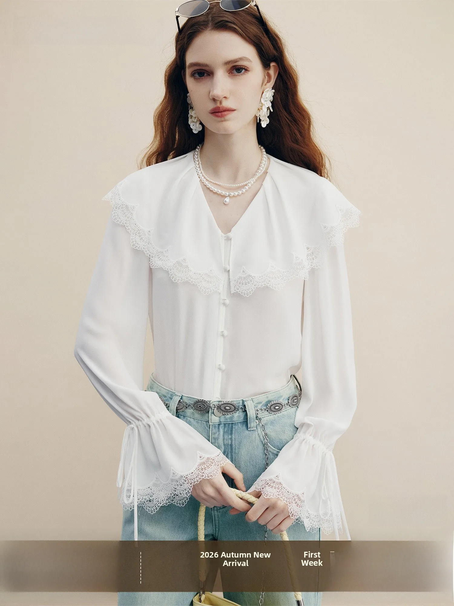 French Manx Lace Trimmed Blouse Women's Chiffon Shirt with Gentle Collar for Commuting And Dating in Autumn New Style - AliExpress Shirts & Blouses