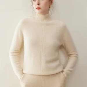 Thick Sweater Mock Neck Pullover Autumn Winter Casual Solid Cable Stitch Women's Warm Soft Comfort 100% Cashmere Knitwear - AliExpress Sweaters&Jumpers