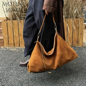 Motingsome oversized 50cm women tote 2026 new in suede bags shoulder hobos large capacity luxury natural matte leather roomy bag - AliExpress Women's Handbags