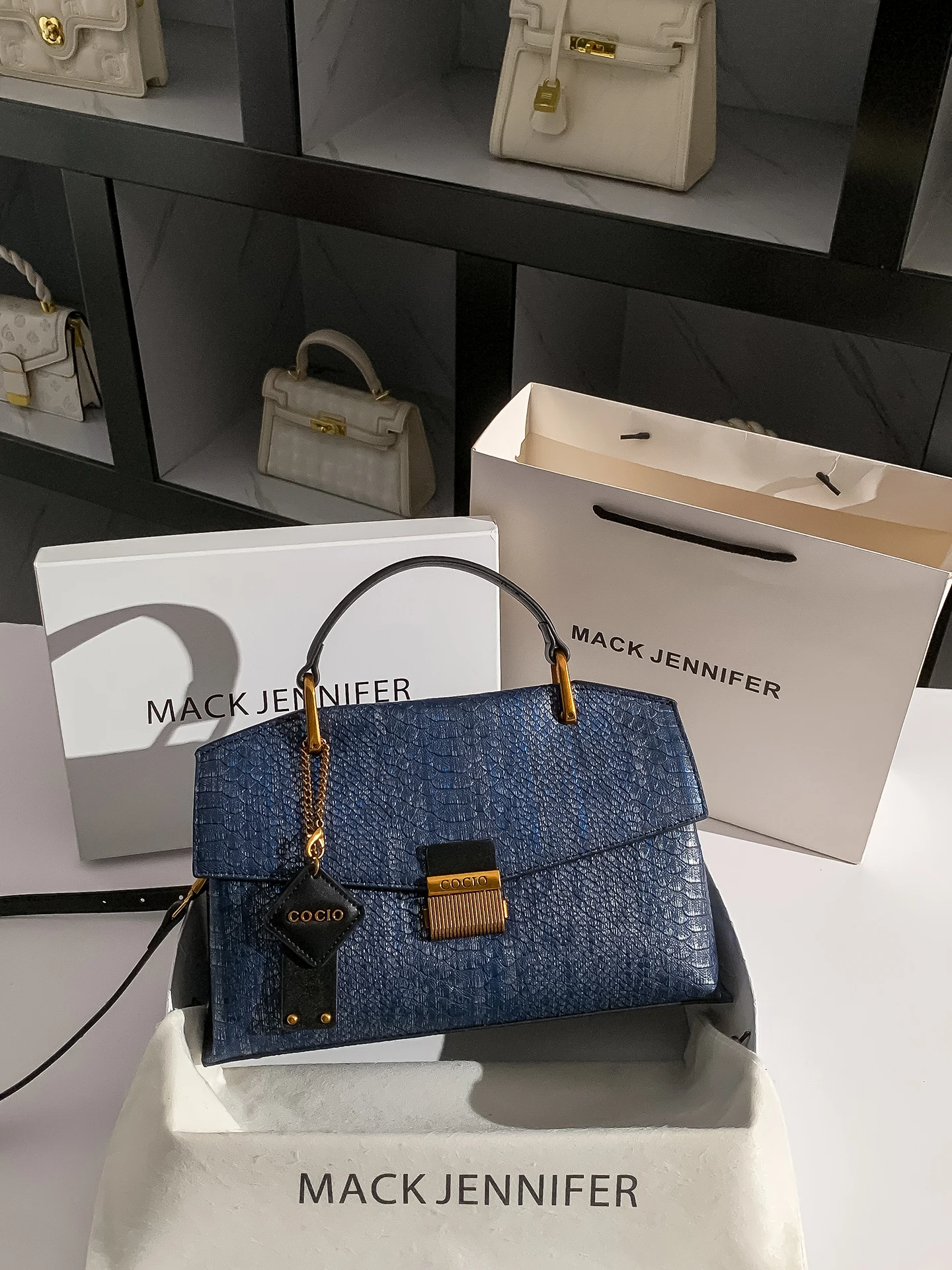 Ma Jennifer Blue Snake Print Tote Bag Faionable Handbag oulder Bag Women's Purse Casual Simple Sle Lo Bule Closure - AliExpress Women's Handbags