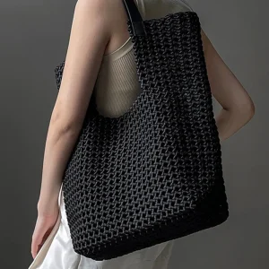 Women Large Neoprene Handbag Hollow Woven Design With Inner Pouch Shoulder Bag Summer Beach Vacation Daily Commute Tote Bag - AliExpress Women's Handbags