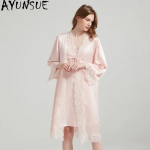 AYUNSUE 100% Genuine Silk Robes for Women 19MM Silk Slip Nightdress 2026 Spring Summer Sleepwear Bathrobes Set Pijama Feminino - AliExpress Women's Sleep & Lounge