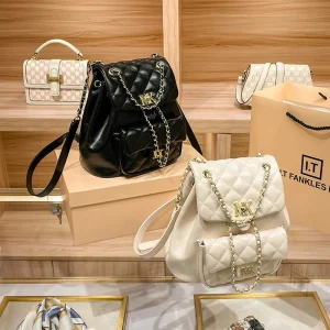Leather rhombus backpack 2025 new fashion premium small backpack - AliExpress Women's Handbags