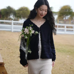 Romantic Aosphere Botanique Knitted Wool Blend Long Sve V-Ne Open Cardigan Textured Feel Belted Circle Design Women's ... - AliExpress Sweaters&Jumpers