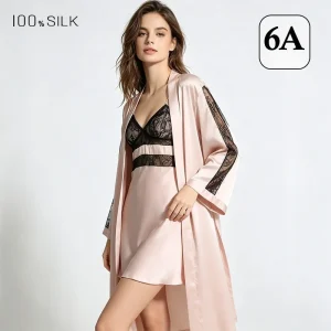 2026 Summer Women's Pure Silk Nightgown Light Luxury European American Sexy Single Robe100% Silkworm Loungewear Morning Robe - AliExpress Women's Sleep & Lounge