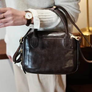 Fashion casual handmade vegetable tanned cowhide women's black small handbag weekend party luxury genuine leather shoulder bag - AliExpress Women's Handbags