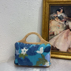 Retro national style new Chinese linen bag heavy industry sequined flower splicing embroidery trend elegant portable dinner bag - AliExpress Women's Handbags