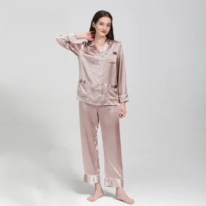 Elegant 19MM 100% Mulberry Silk Pajamas Set Sleepwear Casual Women Button Down Pajama Set Nightwear Long Sleeves Pyjama Homewear - AliExpress Women's Sleep & Lounge
