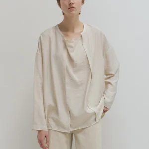 Moia Women's Shirt Spring Summer Loose Long Sleeve round Neck Pure Color Asymmetrical Hemline Drapey Feel Faux Two-Piece Style - AliExpress Shirts & Blouses