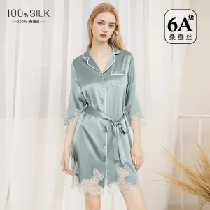 Sexy Sleepwear Women Summer 19mm Silk Nightdress Casual Shirt Dress Ladies Home Clothing Outwear - AliExpress Women's Sleep & Lounge