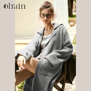 OLrain Women's Knitted Long Cardigan French Style Pocket Oversize Sweater Fall 2025 Casual Turn-down Collar Jumpers O56DZ86539 - AliExpress Sweaters&Jumpers