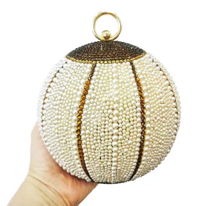 Ball White Beaded Diamond Evening Purse Brown Stones Bridal Handbag  Wedding Party Rhinestones Clutches Designer Bridal Clutch - AliExpress Women's Handbags