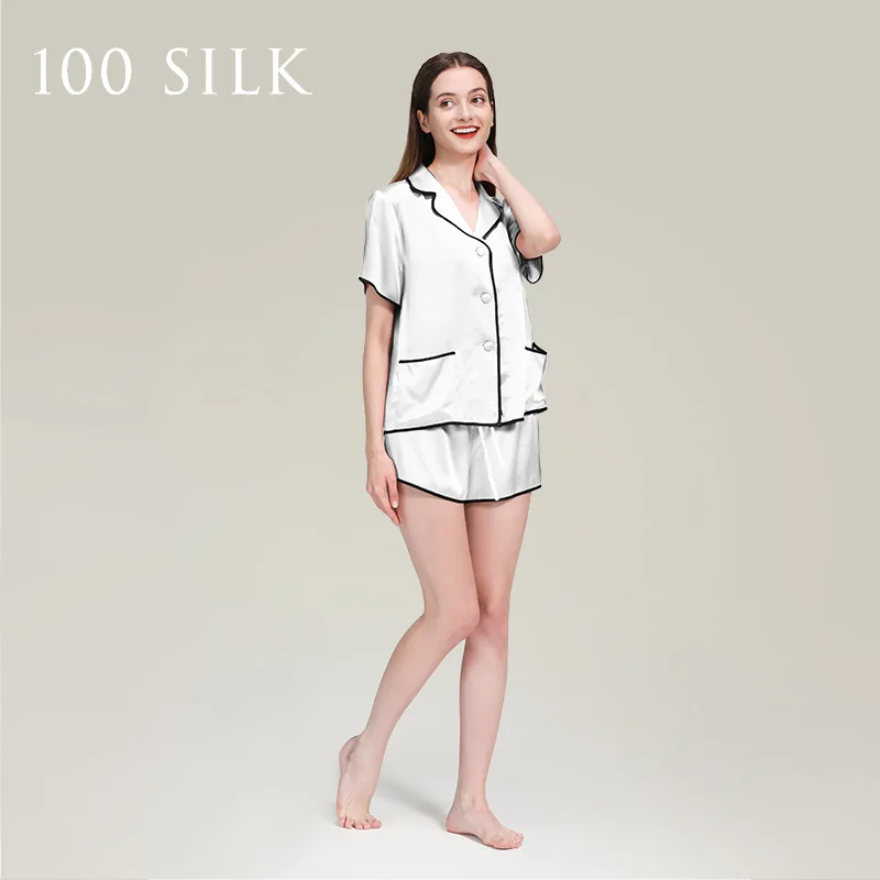 Women's Casual Silk Pajamas Set 100% Mulberry Silk Satin Loungewear French Style Light Luxury 19 Momme Thickness Summer L Size - AliExpress Women's Sleep & Lounge