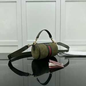 Olive Green Suede Cylinder Barrel Bag, Retro Striped Decor Handbag, Detachable Handle Adjustable Wide Strap Vintage Crossbody Purse - AliExpress Women's Handbags