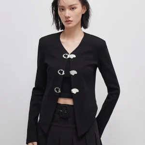 Spring New Sle XMOOM Metal Bule Hem Arc Difference No Collar Knitted Sweater Women's Busin Casual Long Sve Slim Fit - AliExpress Sweaters&Jumpers