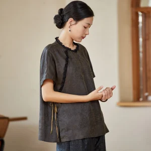 Limited Edition Original Design Silk Chiffon Embroidered Shirt Women's Loose Vintage Chinese Style Blouse Floral Lace Collar - AliExpress Shirts & Blouses