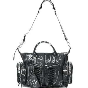 American Original Fashion Motorcycle Style Metal Rivet Cross Shoelace Personalized Design Single Shoulder Crossbody Bags Trendy - AliExpress Women's Handbags
