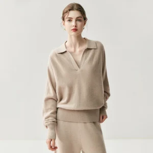 Ladies' POLO Collar Knitted Pullover 100% Cashmere Sweater Warm Casual Loose Tops Fashion Korean Style for Autumn Winter - AliExpress Sweaters&Jumpers