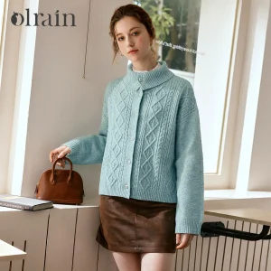 OLrain Women Elegant Cardigans Turn-down Collar Loose Fit Sweaters Simple Casual Long Sleeve Knitted Sweater Female O57QM001039 - AliExpress Sweaters&Jumpers