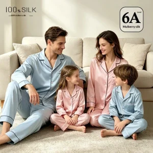 Family Matching Pajama Set 100% Mulberry Silk Long Sleeve 2Piece Loungewear Parent-child Sleepwear For Women Men Kids Boys Girls - AliExpress Women's Sleep & Lounge