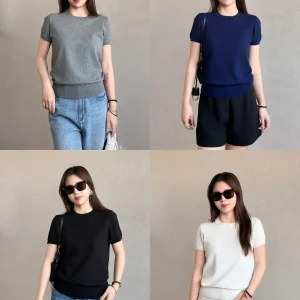 TARATL Luxury Quiet Old Money Cotton Knitwear ort Sve Embroidered round Ne Women's T-irt Soft Cotton Blend Comfortable - AliExpress Sweaters&Jumpers