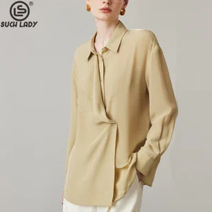 100% Natural Silk Women's Shirt Turn Down Collar Long Sleeves Ruffles Elegant Designer Blouse Tops - AliExpress Shirts & Blouses