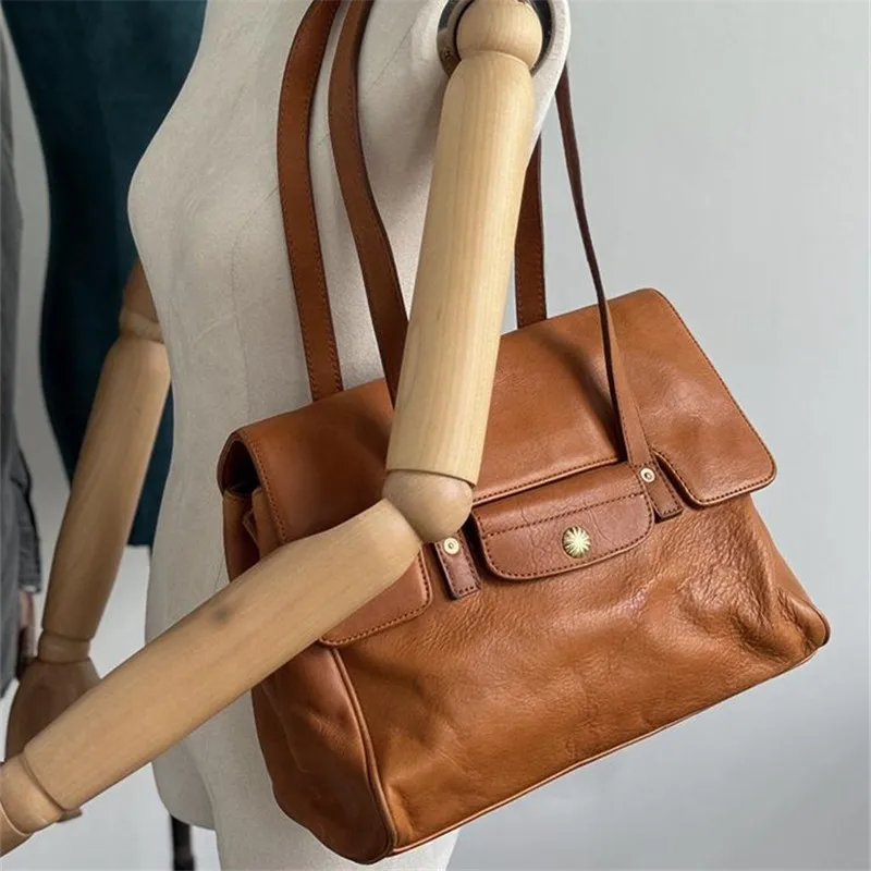 PNDME Vintage High-Quality Genuine Leather Women's Shoulder Bag Designer Handmade Luxury Real Cowhide Female Shopping Handbag - AliExpress Women's Handbags