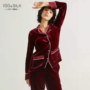 Women's Autumn Winter Silk Pajamas Set 100% Mulberry Silk Velvet Sleepwear Pajama Thickened Warm Cardigan Loungewear Outerwear - AliExpress Women's Sleep & Lounge