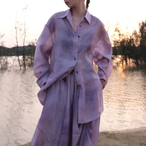 New Spring Summer Loose Fit Long Sleeve Sun Protection Shirt Evening Purple Embroidery Chinese Style Women's Premium Shirt - AliExpress Shirts & Blouses
