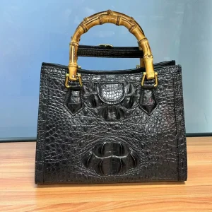2025 New Crocodile Leather Women's Shoulder Bag Genuine Leather Fashion Classic Women's Handbag Large Capacity Bamboo Bag 45 - AliExpress Women's Handbags
