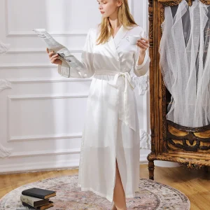 Women's Silk Robe White Nightdress 100% Mulberry Silk Long Kimono Bridal Morning Robes Satin Nightgown Luxury Loungewear Pajama - AliExpress Women's Sleep & Lounge