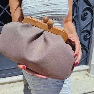 Lost in Vintage Soild Velvet Fabric Handbag Wooden Mouth Kiss Lock Bag Evening Clutch Fold Handbags Large Purse 35x25x10c - AliExpress Women's Handbags