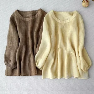 118cm Bust / Spring Summer Women Loose Sweet Comfortable Water Washed Thin Ramie Pullover Shirts/Blouse - AliExpress Shirts & Blouses