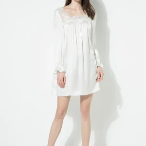 100% Mulberry Silk Nightgown Women Vintage French Palace Lace Long Sleeve Ruffle Cuff Mini Sleep Dress Luxury Bridal Nightdress - AliExpress Women's Sleep & Lounge