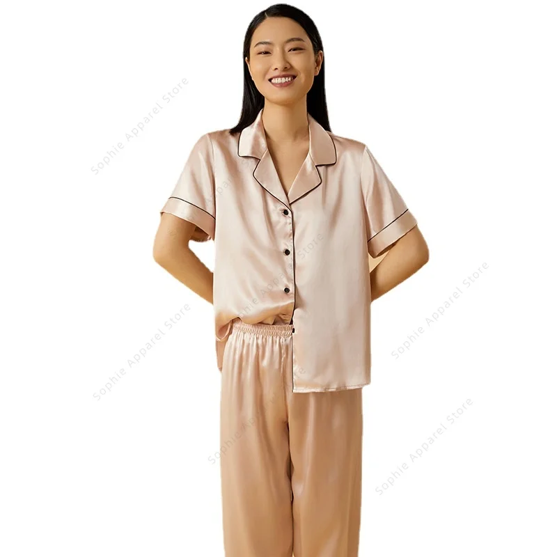 2-piece Set Real Silk Pajamas for Women's Summer 100% Mulberry Silk Simple High-end Couple Homewear Female Sleep Lounge - AliExpress Women's Sleep & Lounge